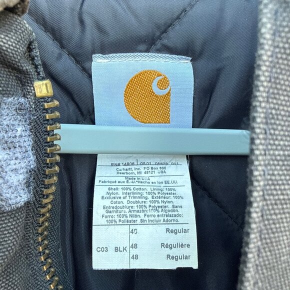 Vintage Mens Carhartt C03 BLK Arctic Quilt Lined Canvas Chore Jacket Sz XXL 48 - Picture 6 of 9